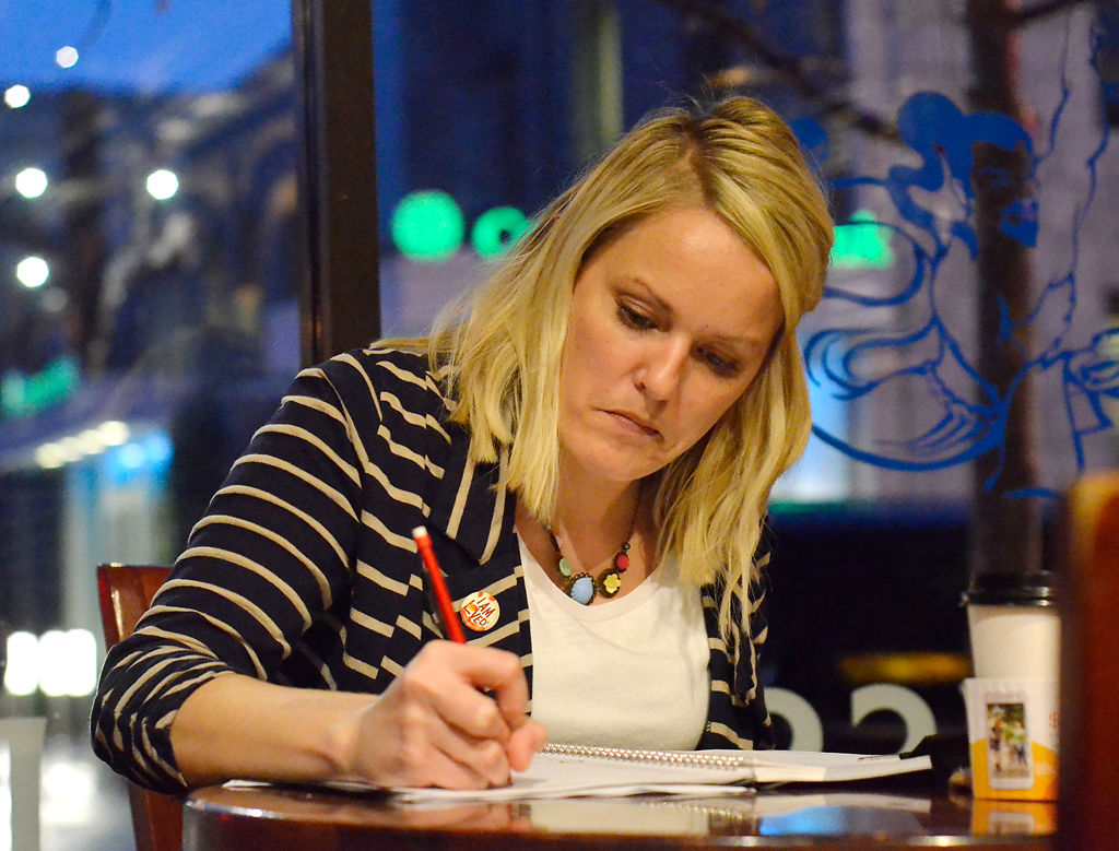 Cora Collins writes in her planner